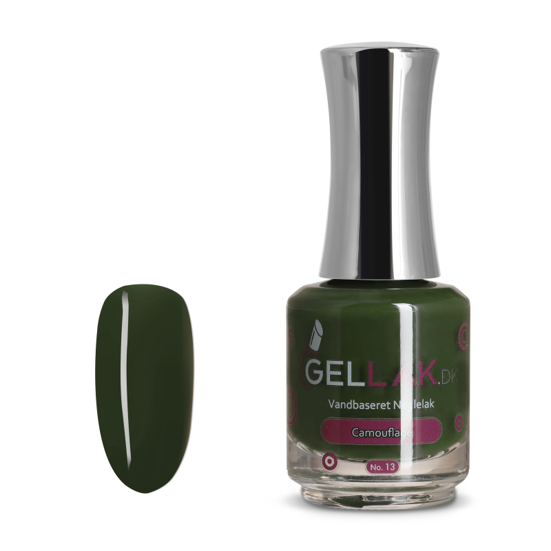 Grøn Vandbaseret Neglelak    Quot Camouflage Quot  No  13   15 Ml   Gellak Dk