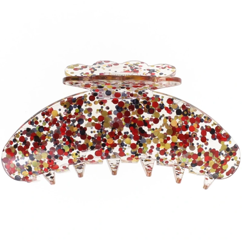 By Stær Agnes Hair Clip Large   Confetti Red Gold