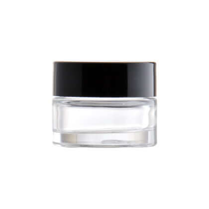 15 Ml  Klar Glas Creme Bøtte Med Sort Låg