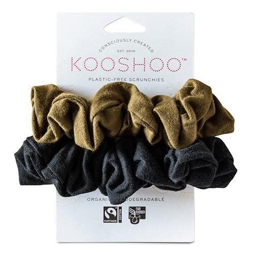 Kooshoo Hår Scrunchie Black Olive 2 Stk øko   Plastikfri